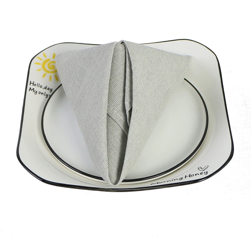 

18x18in Cheap Table Dinner Hotel Kitchen Napkins Cloth Polyester Linen Cotton Blend Tableware Elegant Towel Wedding Decoration
