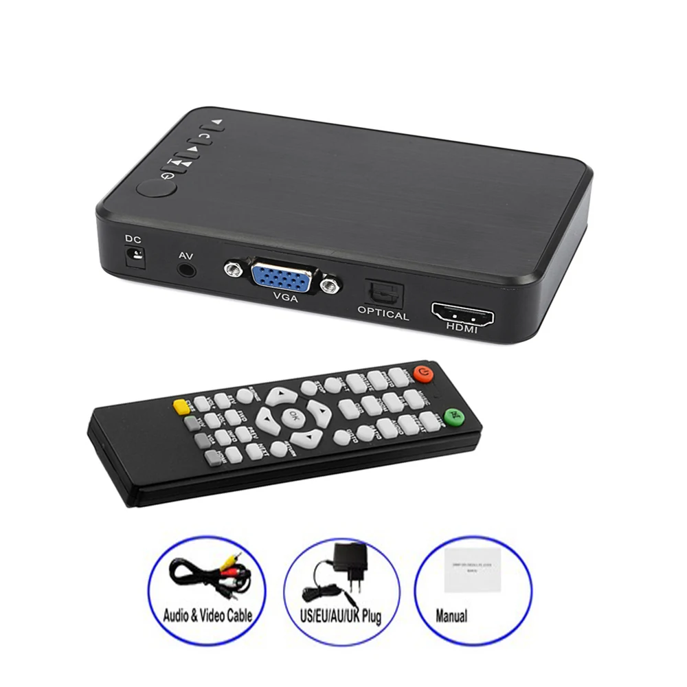 Мультимедийный мини плеер Full HD 1080P USB внешний HDD для SD U диска HDMI VGA AV