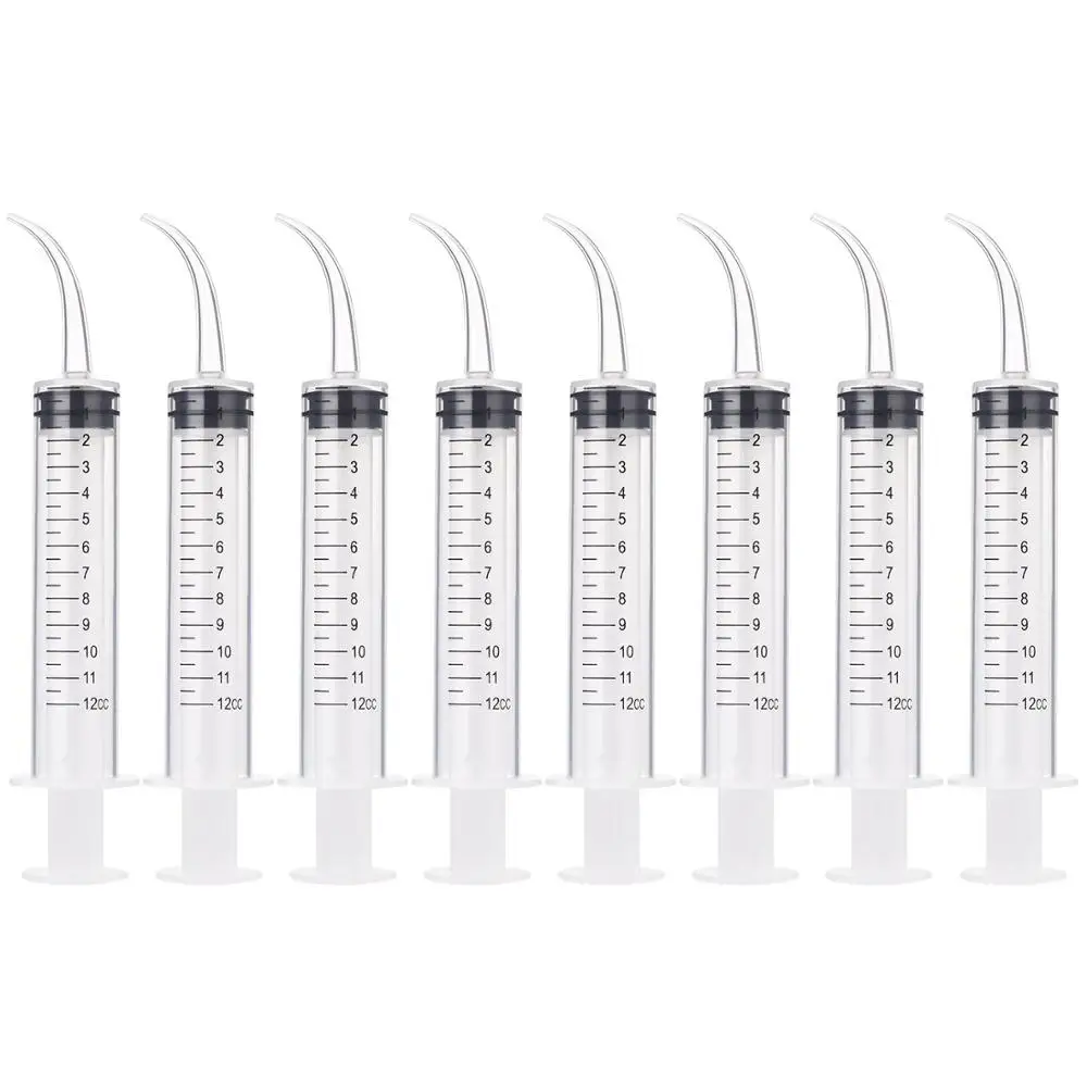 

5Pcs Elbow Syringe Disposable Dental Irrigation 12ml Syringe With Curved Tip Tooth Whitening Kit Material Dental Instrument