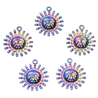 10pcs alloy sun charms pendant accessory rainbow color for jewelry making necklace earring metal bulk wholesale