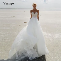 verngo fashion pearls a line beach wedding dresses sweetheart tulle skirt sweep train country bridal gowns 2022 robe de mariage