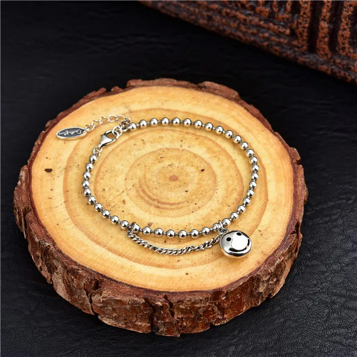sterling silver925 Популярный стиль серебро пробы S925 женский смайлик браслет бутик свадебный браслет серебро 925 модные ювелирные изделия - Окраска металла: sterling silver925