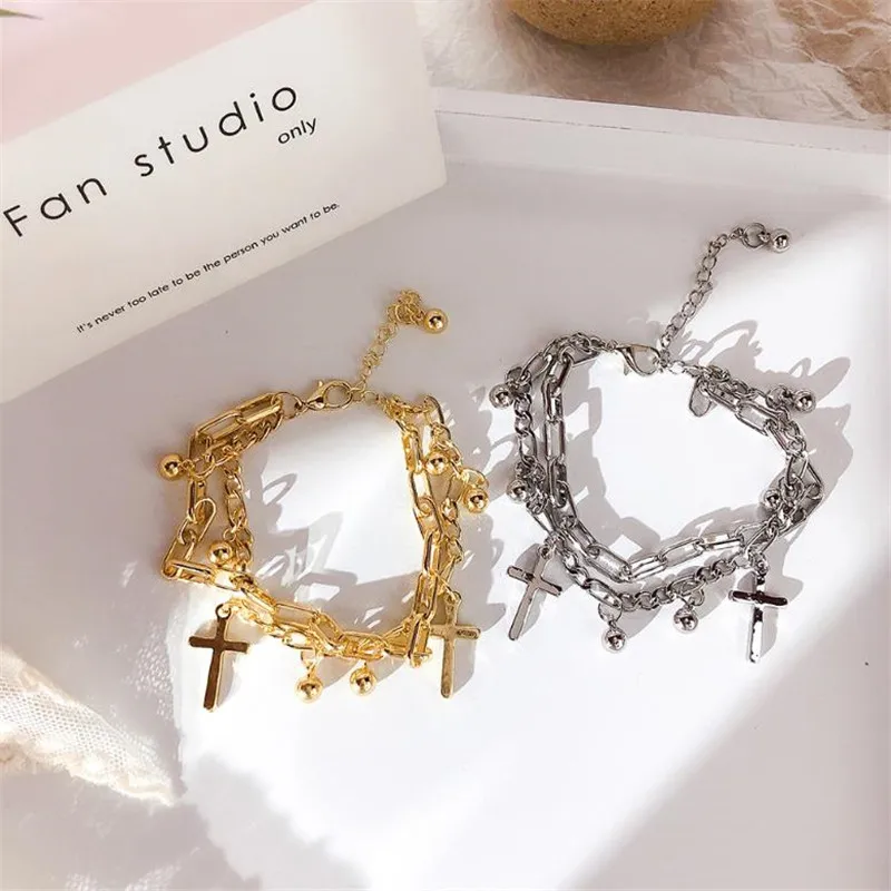 1 шт. классический двухслойный браслет-цепочка из нержавеющей стали для девушек