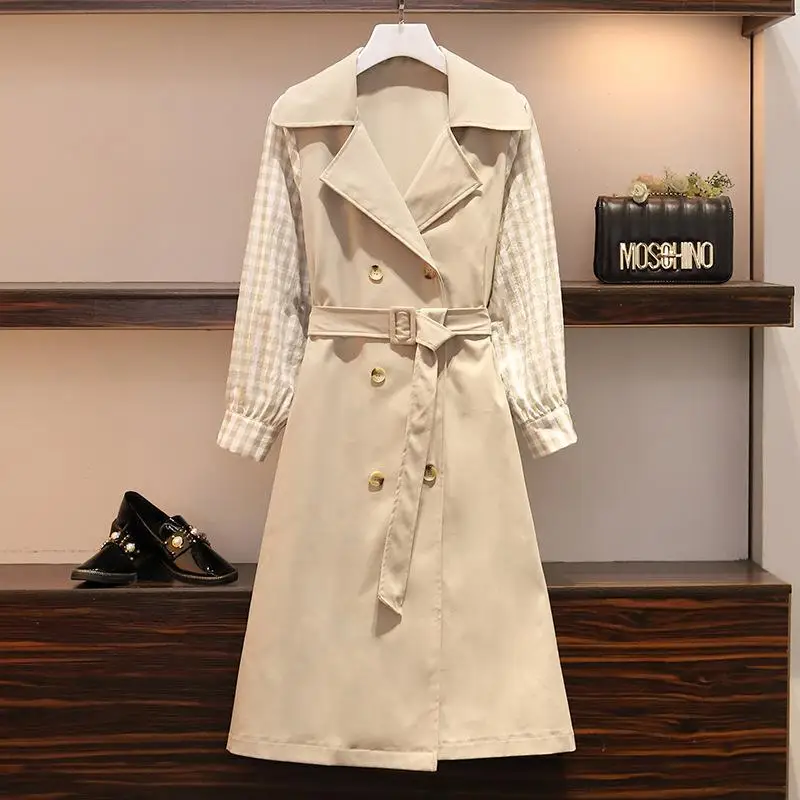 4XL 5XL Женская клетчатая Верхняя одежда и пальто, куртки, осенняя длинная куртка-ветровка, большие размеры, зимние куртки с длинными рукавами, топы