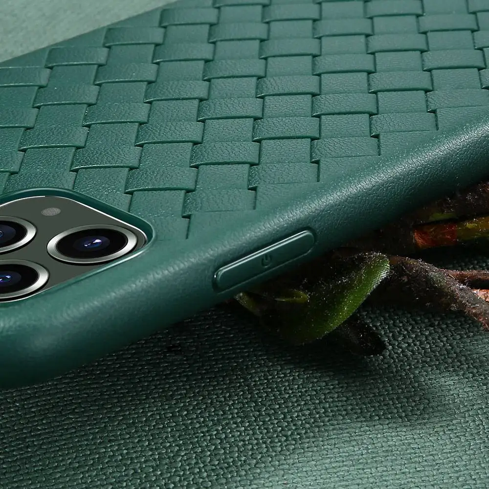 Чехол KISS тканый кожаный чехол для телефона iPhone 11 Pro XR X XS Max бизнес сетка мягкий