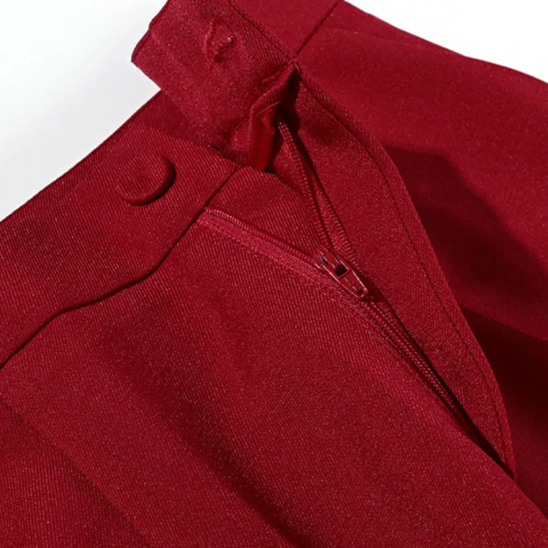 Женский костюм с брюками профессиональный офисный модный двубортный красный