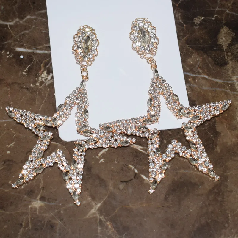Потрясающие серьги-подвески со звездами и кристаллами для женщин Модная