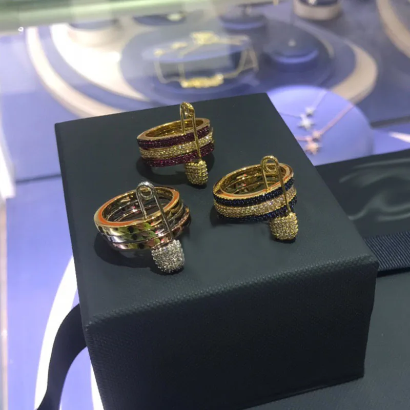 UMGODLY роскошное Брендовое 3-слойное кольцо красочное цветное с фианитом 3A Женская