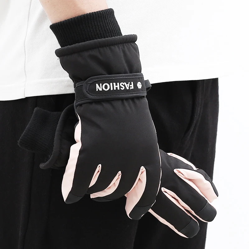 

Unisex winter warm ski riding gloves for outdoor sports plus velvet padded windproof cold and waterproof