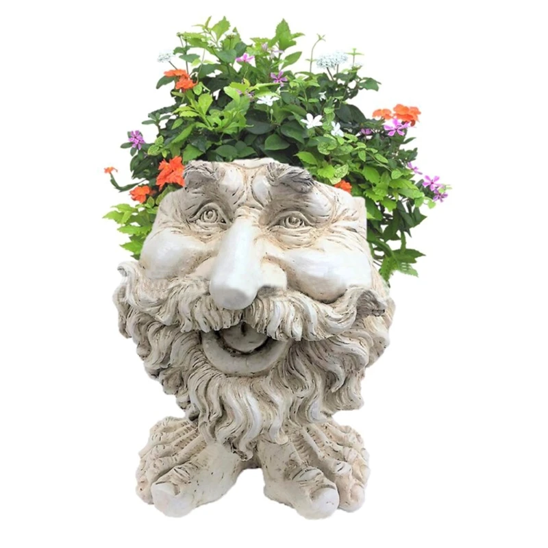 

Funny Expression Flower Pot Gnomes Garden Statue Ornament Creative Sculpture