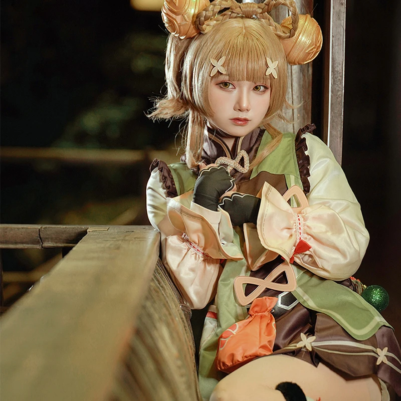 В наличии аниме Genshin Impact Косплей Костюм YaoYao игровой комплект платье милый костюм