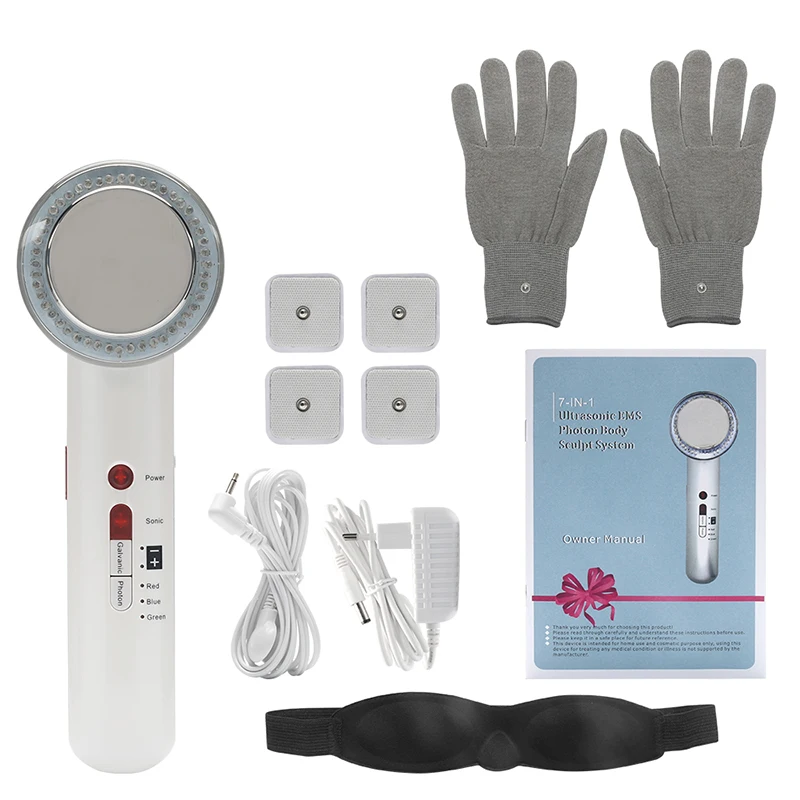 7 IN 1 NO GIFT BOX Ультразвуковая кавитация, EMS, массажер для похудения, потеря веса, Антицеллюлитный жиросжигатель, гальваническая инфракрасная ультразвуковая волновая терапия - Цвет: 7 IN 1 NO GIFT BOX