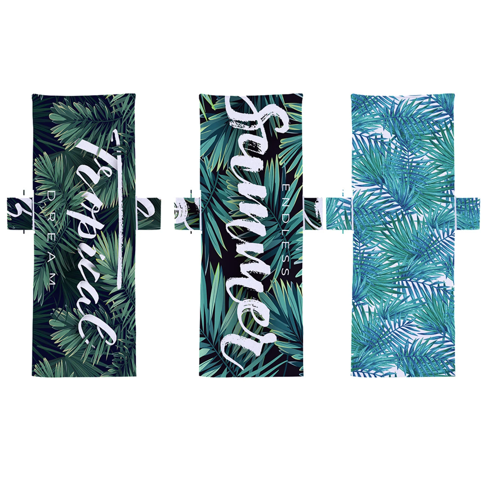 

Tropical Plant Beach Towel Chair Cover Microfiber Chaise Lounge Towel Cover With Side Pockets For Pool Sun Lounger Hotel Garden