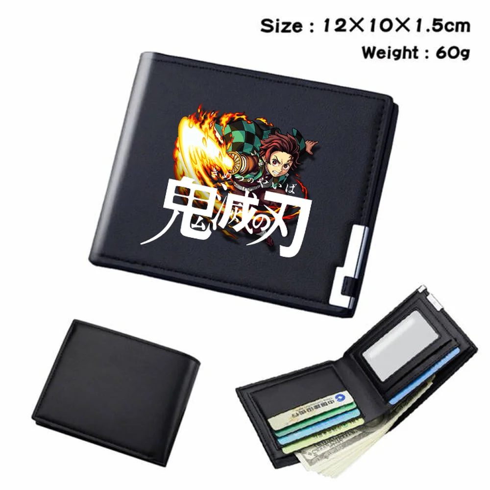 

Anime Demon Slayer PU Wallet Casual Student Short Colour Bifold Coin Pocket Photo Card Holder Leather Boys Girls Cartoon Purses