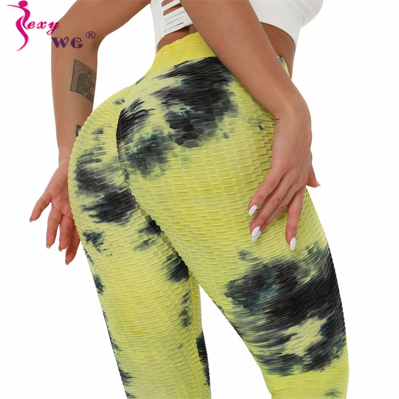 

SEXYWG Printing Yoga Pants High Waist Sport Gym Leggings Women Seamless Butt Lifting Push Up Workout Fitness Workout Trousers