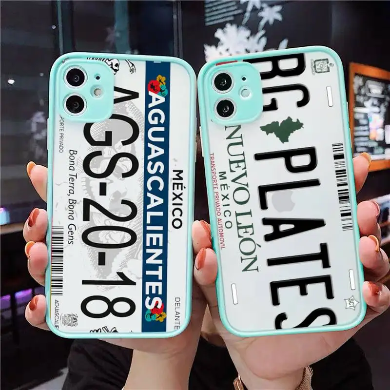 

Mexico City SONORA License Plate Phone Case For iPhone 13 12 11 Mini Pro XR XS Max 7 8 Plus X Matte transparent blue Back Cover
