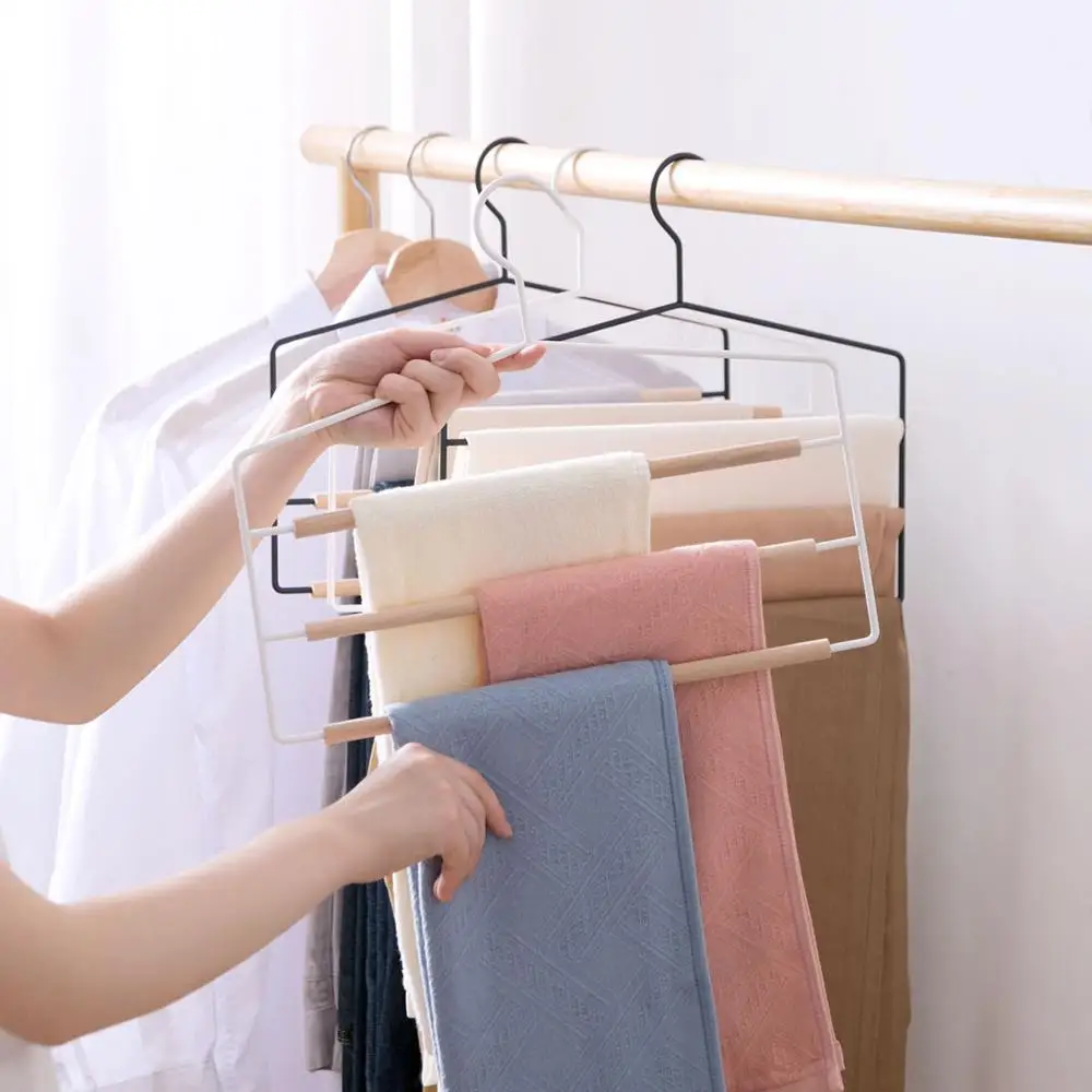 3 слойная s буковая древесина + металлическая Нескользящая вешалка для брюк