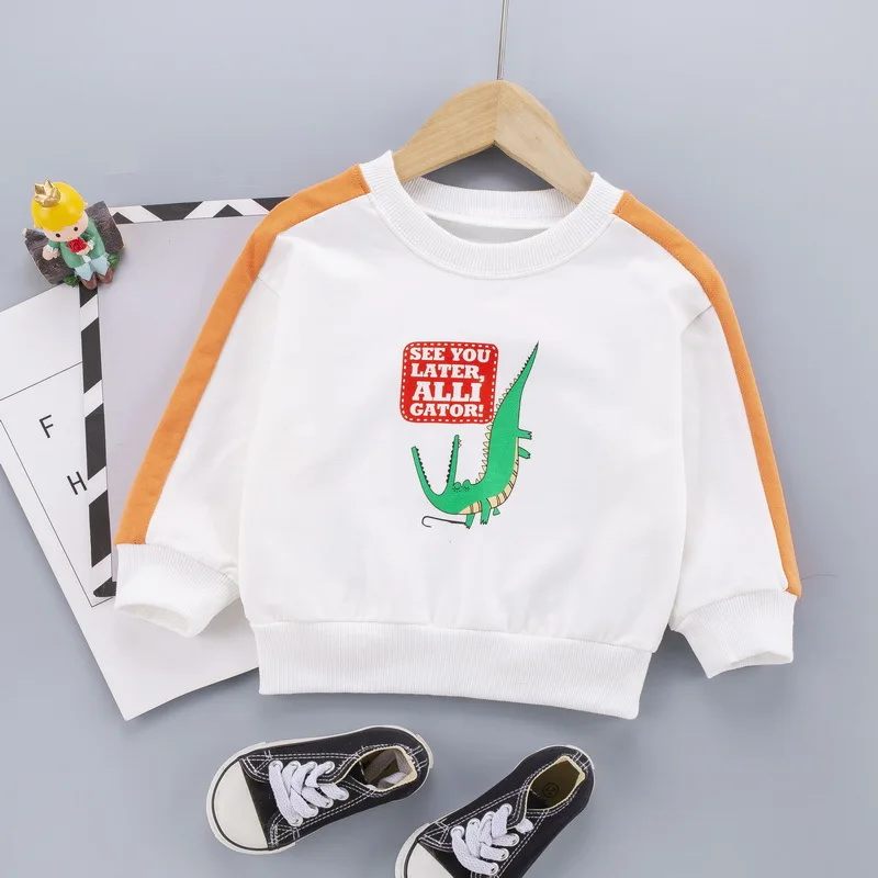 Детская одежда весна-осень модный спортивный костюм в полоску с мультяшным