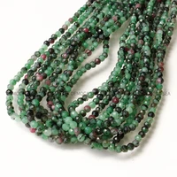 natural ruby zoisite faceted round green seed beads without treatment charm making jewelry gemstone bead diy women bracelet
