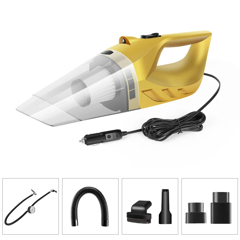 

Economic and practical car vacuum cleaner 120W inflator pump/lamp/tire pressure /USB charging 5-in-1 wet/dry car vacuum cleaner