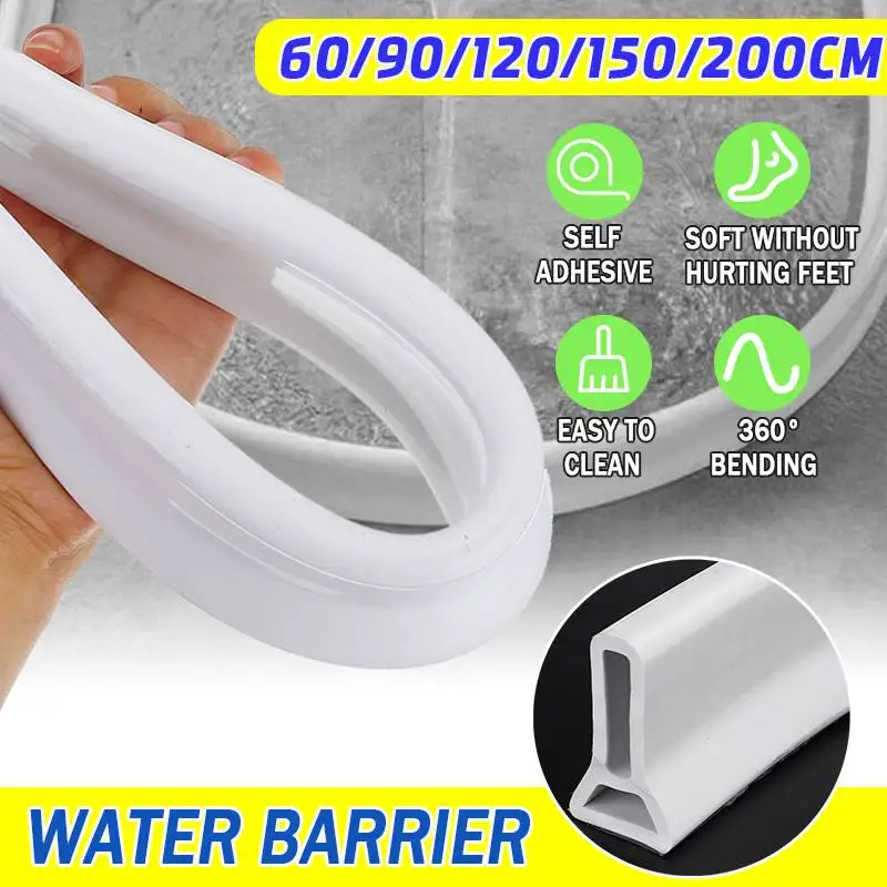

0.6/0.9/1.2/1.5/2M Bathroom Water Stopper Water Partition Dry And Wet Separation Flood Barrier Rubber Dam Silicon Water Blocker