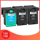 3 упаковки чернильных картриджей для принтера hp 132 136, HP132, Photosmart 2573 C3183 1513 Officejet 6213 5443 D4163 pcs1513