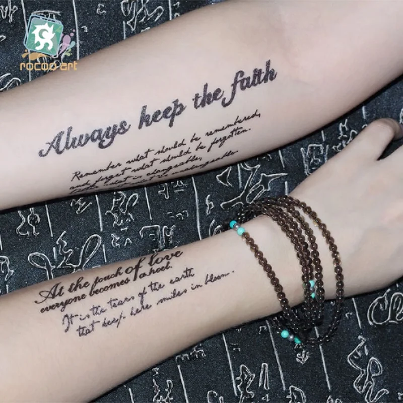 3D временные фальшивые татуировки Стикеры s черный Размерная таблица Держите веру