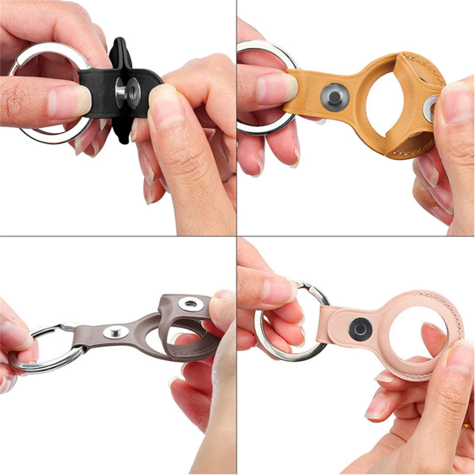 

NSSD For Apple Airtag Case Leather Luxury Protective Cover For Airtags Hanging Buckle Anti-lost Protective Cover DROPSHIPPING