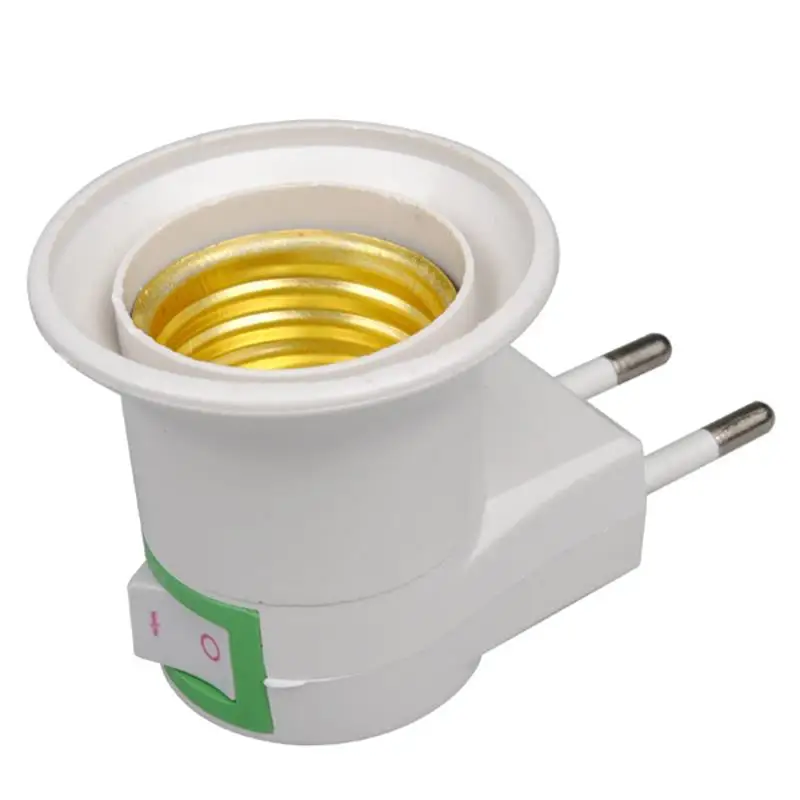 

Lamp Base E27 LED Light Male Socket to EU Type Plug Adapter Converter for Bulb Holder with ON/OFF Button
