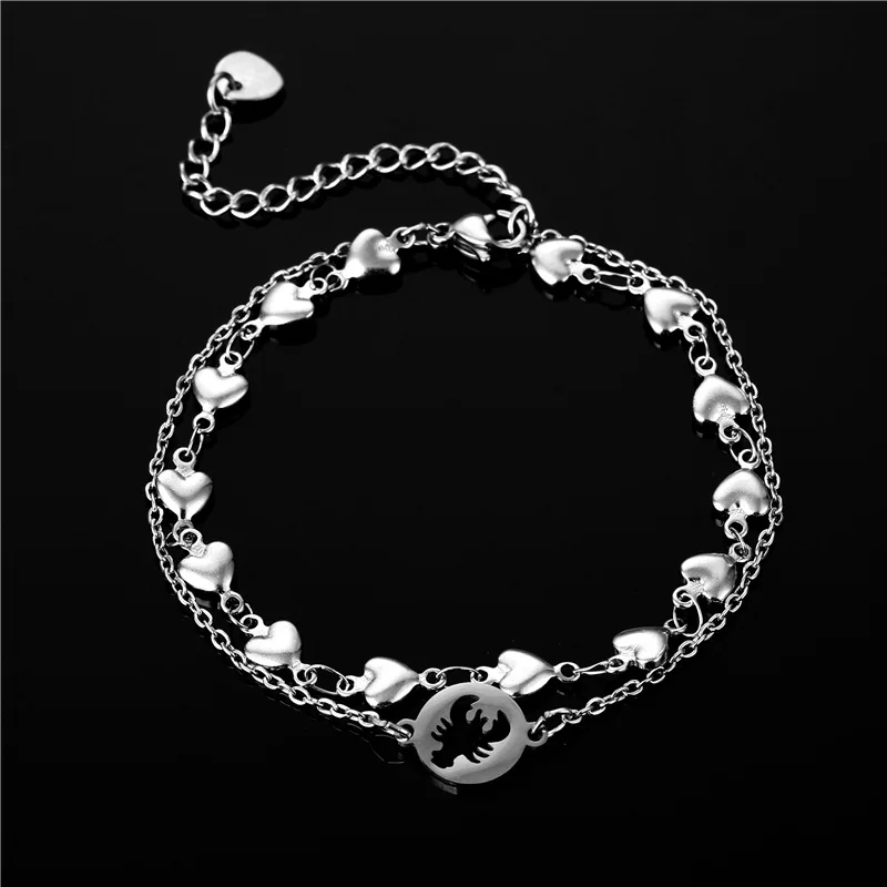

Kpop titanium steel punk hip-hop bracelet stainless steel double-layer scorpion bracelet wild couple jewelry