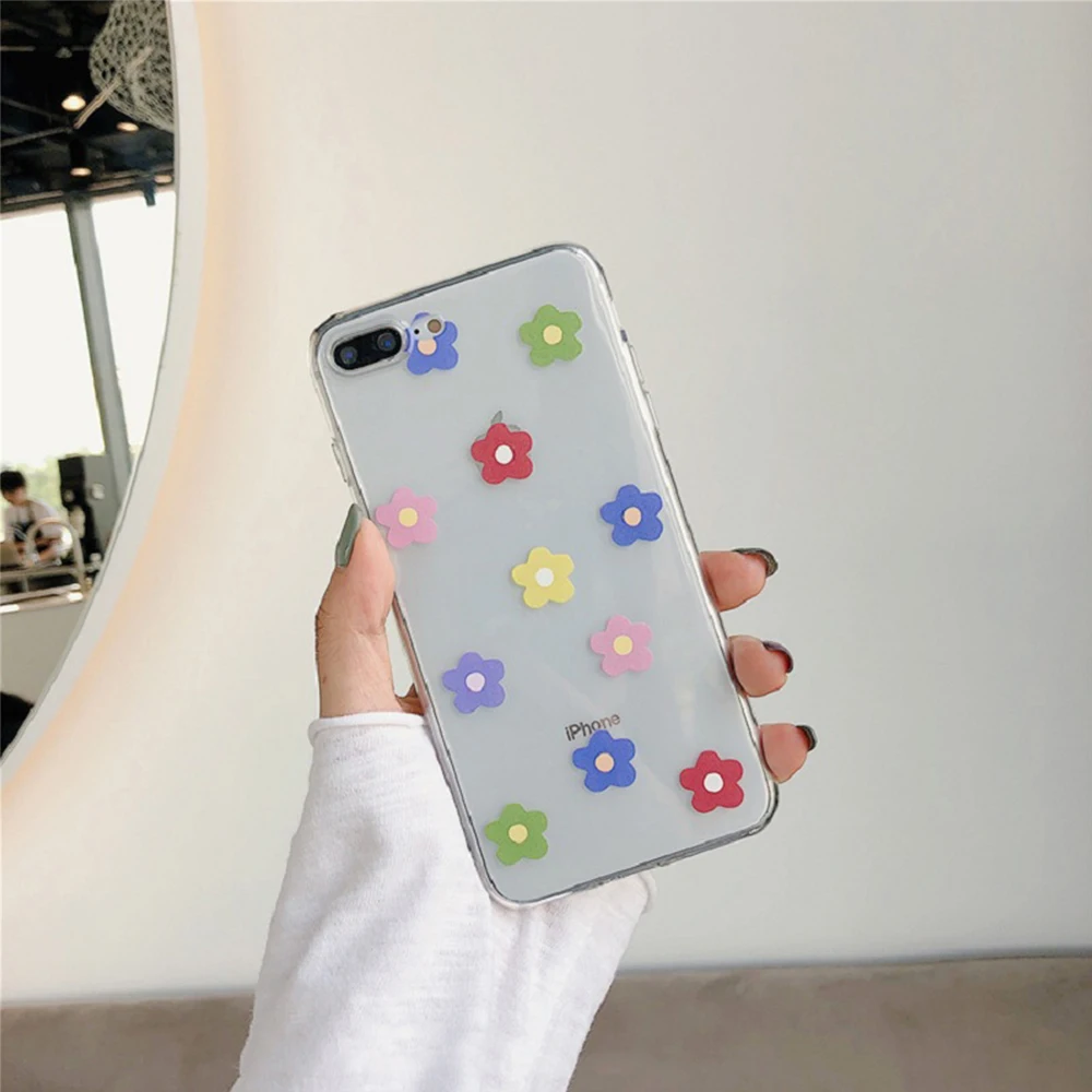 Красочный цветочный Телефон чехол для iPhone 6 7 8 Plus мягкий прозрачный TPU с принтом