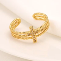original design gold color round hollow cross rings for women fashion cross open ring joint ring female jewelry