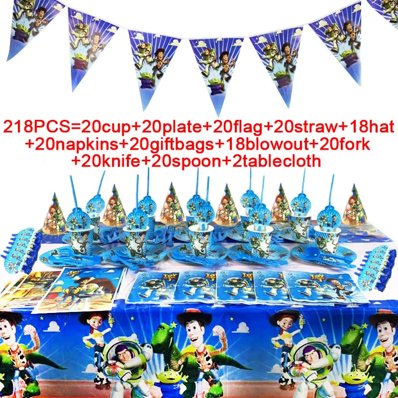 

Toy Story Birthday Party Supplies Decoration Napkins Cup Plate Baby Shower Disney Birthday Party Set Toy Story Tablecloth Flags