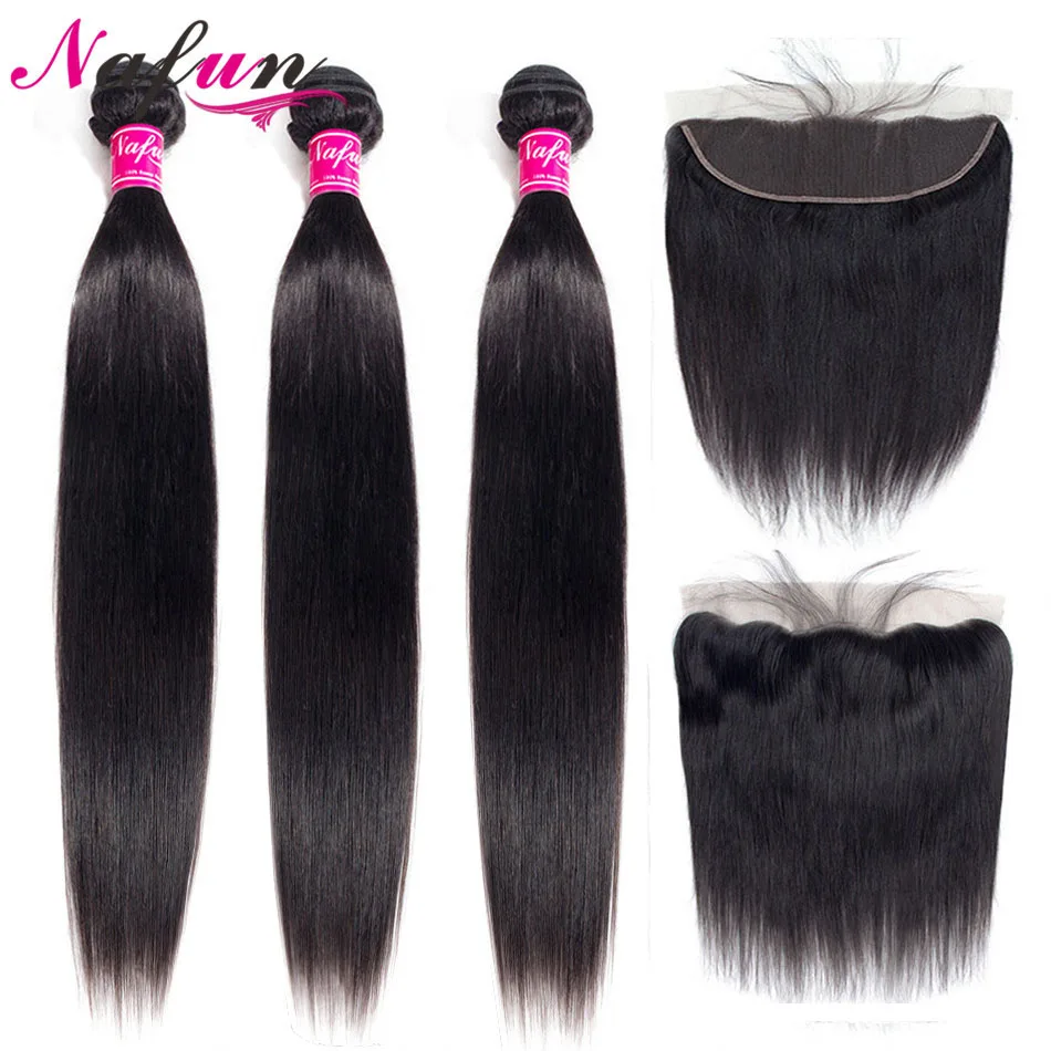 Нафунь малайзийские прямые волосы пряди с застежкой человеческие фронтальной