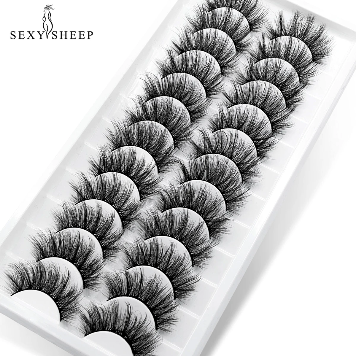 Ресницы 3D норковые SEXYSHEEP для наращивания натуральные накладные 5/12 длинные