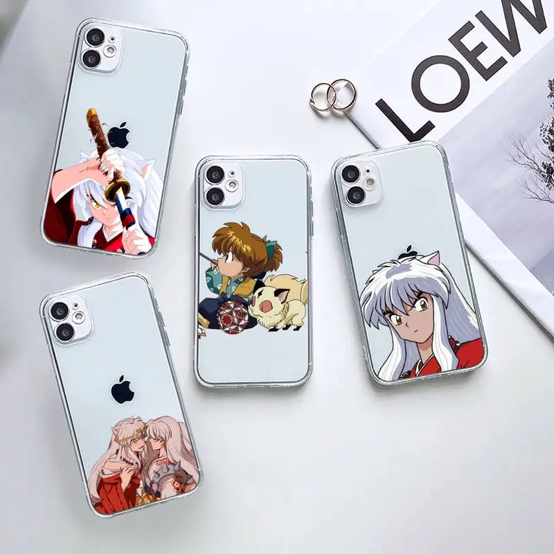 

Anime Inuyasha Phone Case Transparent for iPhone 12 11 mini pro XS MAX 6 6S 8 7 Plus X 5S SE 2020 XR