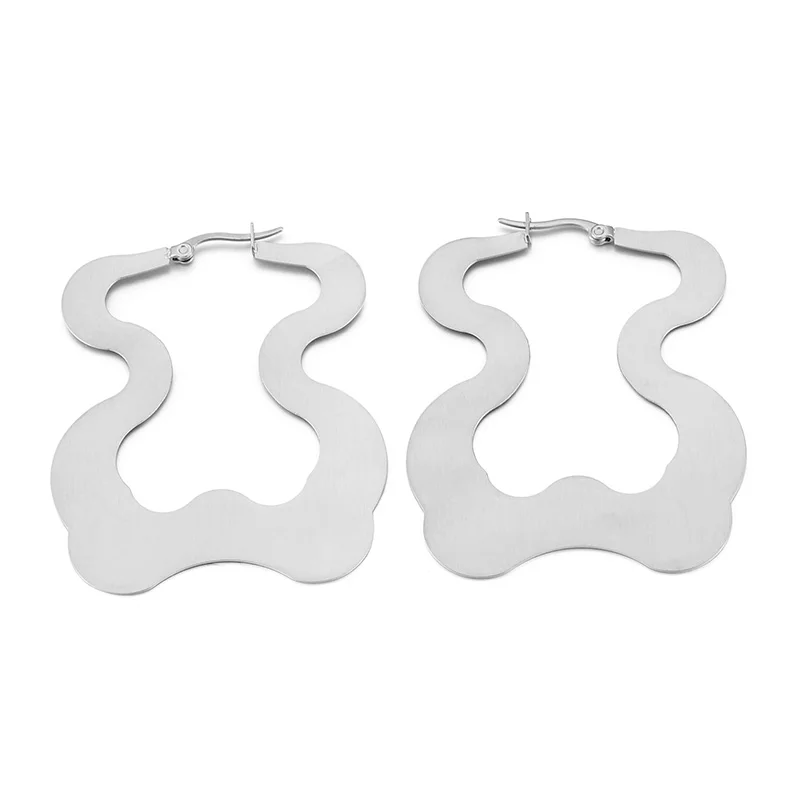 Медвежонок титановая сталь серьги из нержавеющей стали матовые блестящие полые