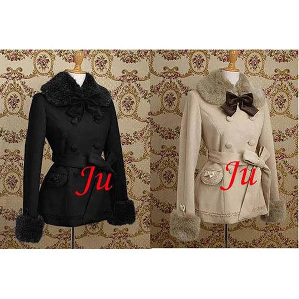 

Пальто шерстяное в готическом стиле для косплея в стиле «лолита» и панк, Милая Черная и бежевая рубашка, костюм для косплея по индивидуально...