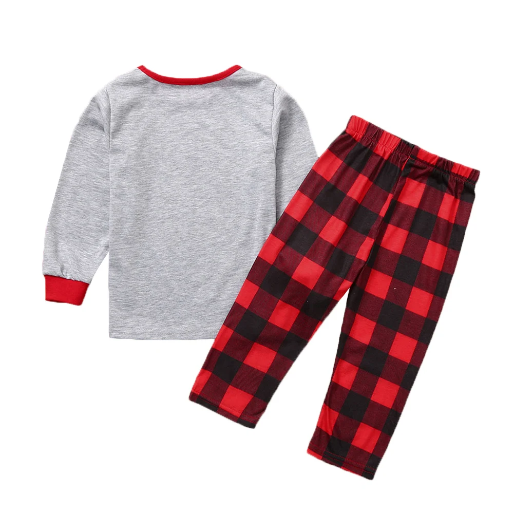 New Christmas Parent-child Outfits Pajama Long Sleeve Letter Print Pullover Plaid Trousers Baby Romper Family Matching | Мать и ребенок