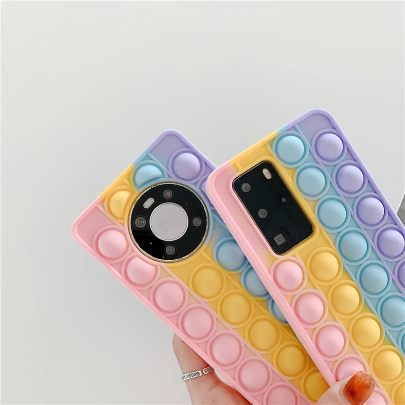 Pop Bubble Fidget Toys Case For Xiaomi Redmi Note 7 8 9 9S 9T 10 10S 10T 9C 9 Power K20 K30 K30i K40 Pro Max Soft Silicone Cover