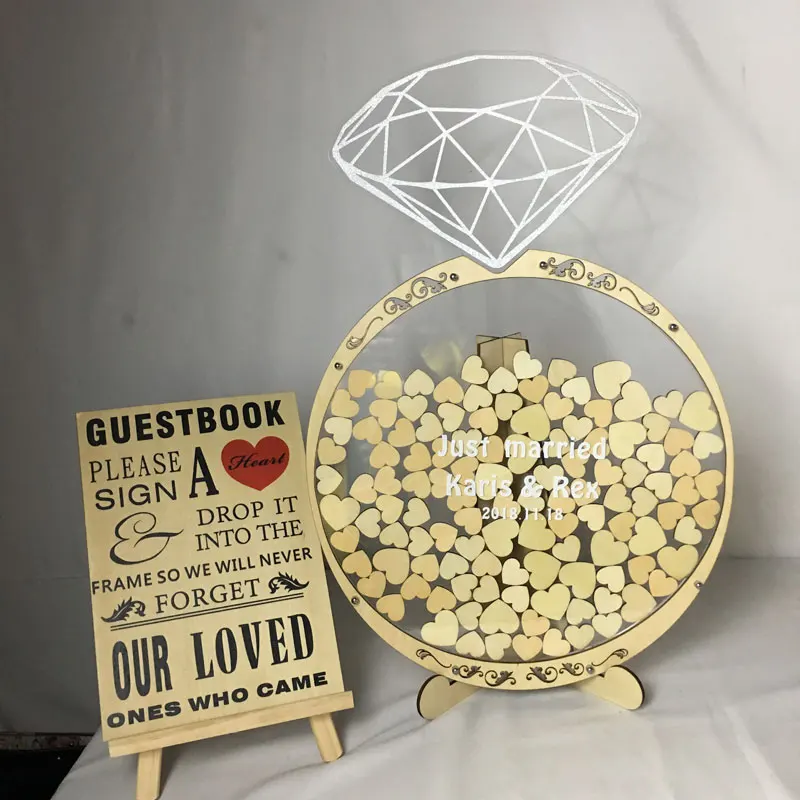 Double Ring Design Personalization Infinity Wedding Guestbook Crown Diamond Party Alternative Guest Book Birthday Custom Dropbox