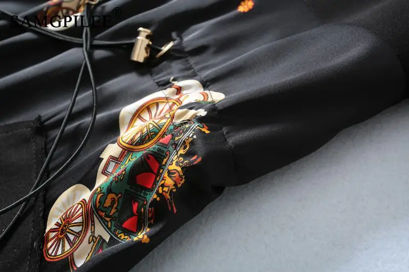 

Winter Dress Women 2020 New French Fashionable Zipper O Neck High-grade Stitching Drawstring Waist Chiffon Dresses Woman