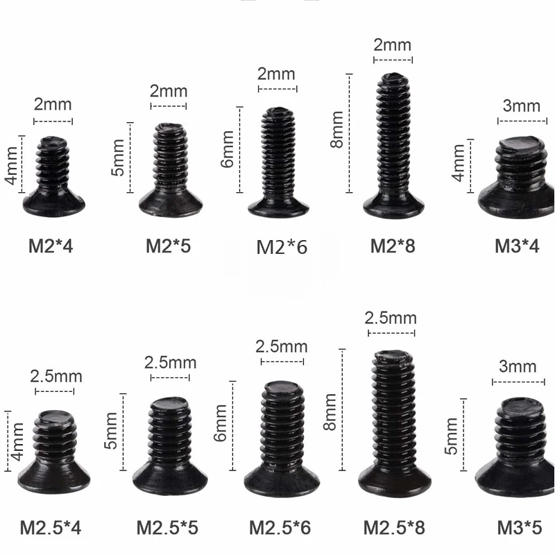 250pcs500pcs m2 m2 5 m3 km screw flat head phillips screws laptop notebook screws set kit for computer small screw free global shipping