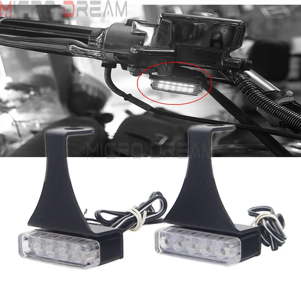 Мини светодиодный указатель поворота лампа указателя с кронштейнами для Harley Honda