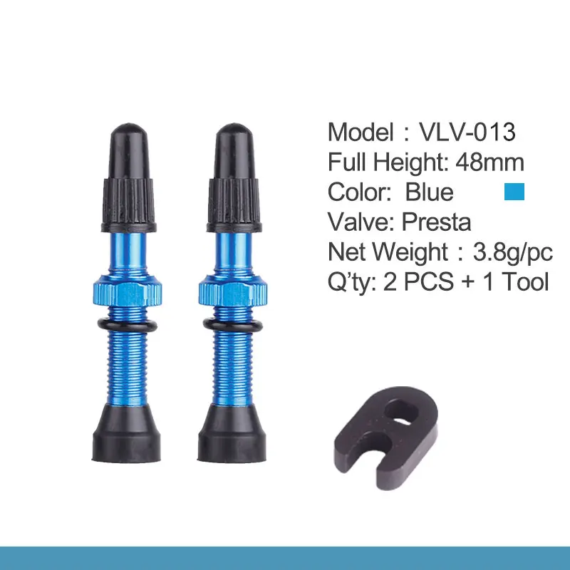 48mm Blue 1 Pair013 Deemount 2 шт. бескамерные велосипедные шины Presta клапан 48 мм сплав стволовых латунный сердечник для горных шоссейных велосипедов W/cap& Tool - Цвет: 48mm Blue 1 Pair013