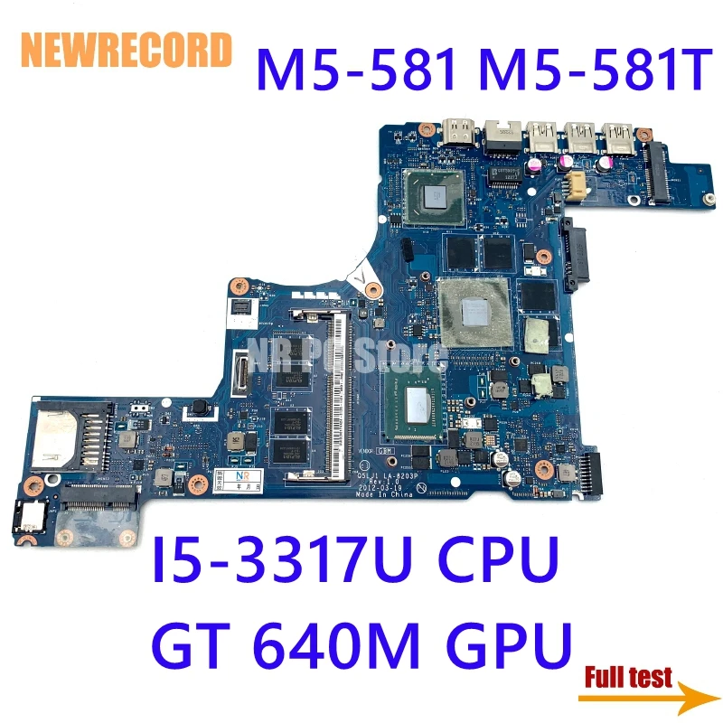 NEWRECORD Q5LJ1 LA-8203P NBM2G11001 для ACER aspire M5-581 M5-581T Материнская плата ноутбука I5-3317U Процессор