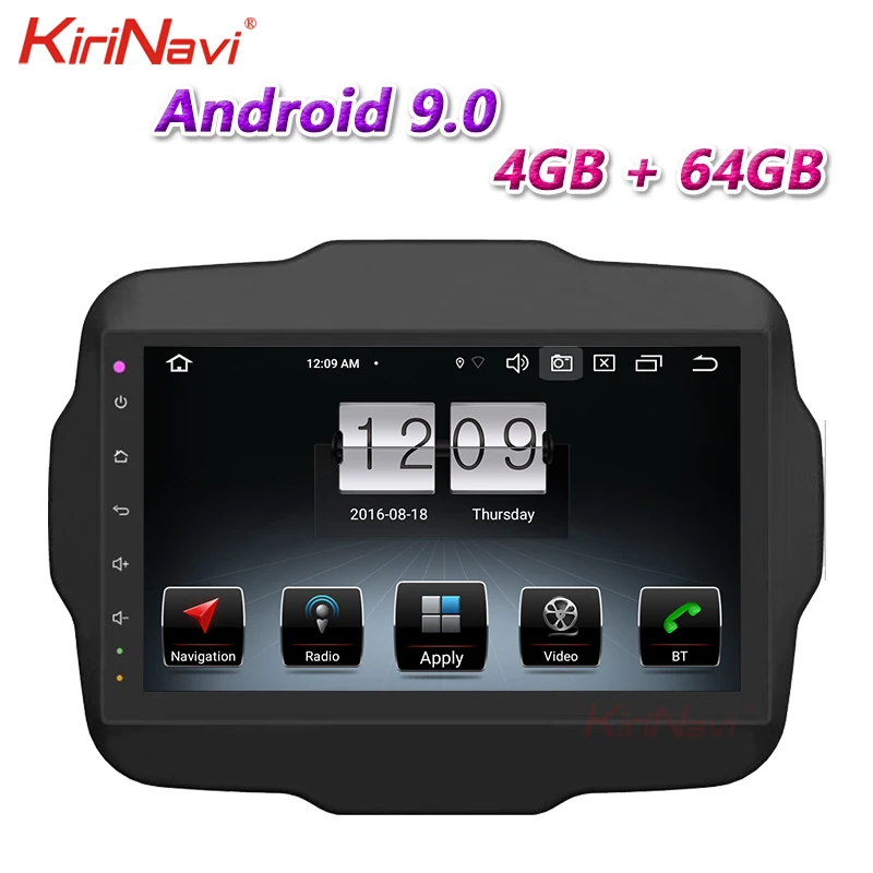 

Автомагнитола KiriNavi с сенсорным экраном 10,1 дюйма, 1 Din, Android 9,0, автомобильный радиоприемник для Jeep Renegade, автомобильный Dvd-плеер, стерео, 4G, 2015 +