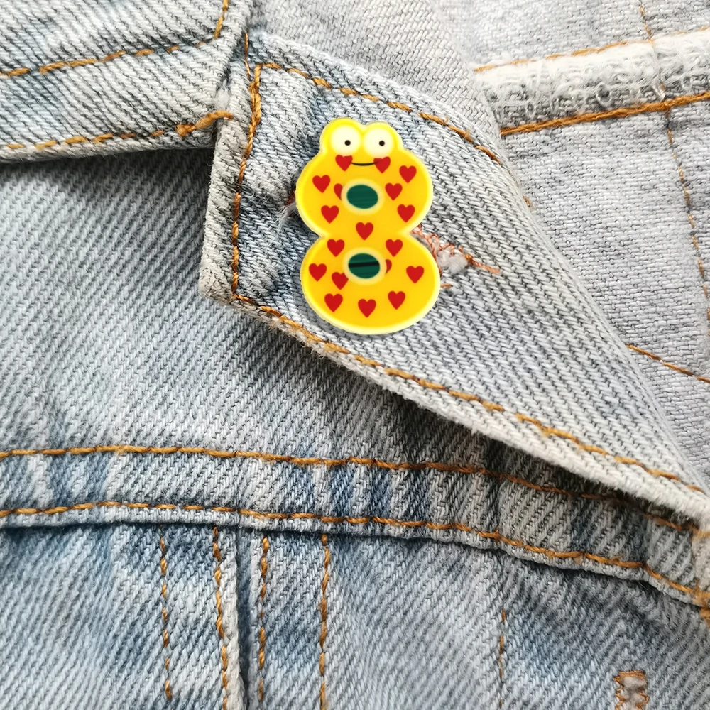 

Beautiful Shirt Brooches For Women Cute Cartoon Frog Arabic Numerals 8 Animal Pins Acrylic Jewelry Badges Gift For Kids