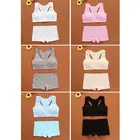 Спортивный бюстгальтер для девочек-подростков, нижнее белье для тренажерного зала, спортивный бюстгальтер без косточек для подростков с трусами, хлопковый тренировочный комплект с бюстгальтером для молодых девушек