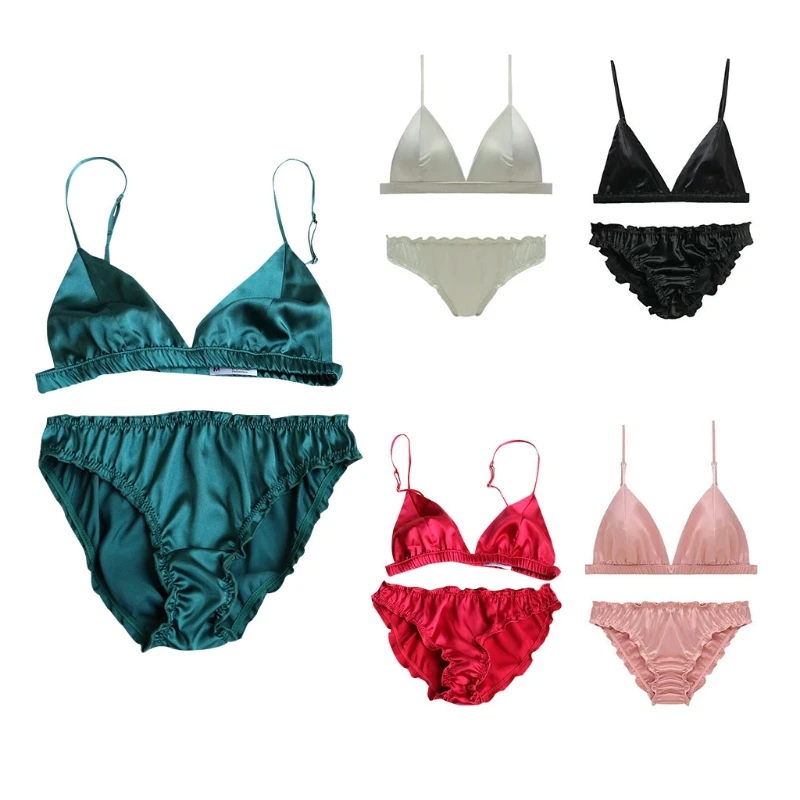 Women Strappy Bra Low Waist Thongs Thin Triangle Bikini Set Two-piece Swimsuit X3UE